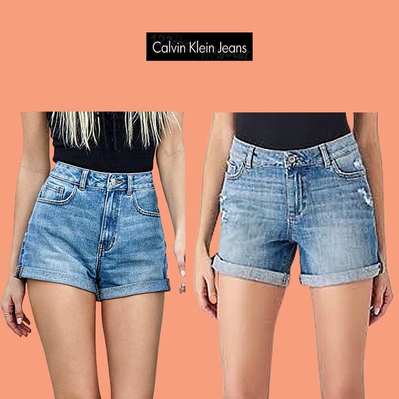 Calvin Klein NEW HUNTINGTON Boyfriend 5-Pocket Cuff Mini Shorts 28 - Picture 3 of 12